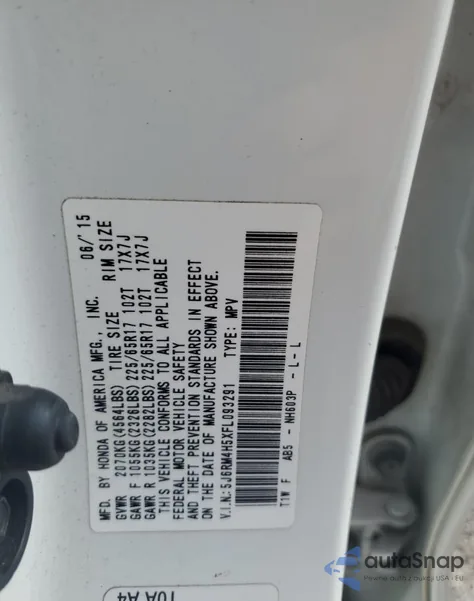 2015 Honda Cr-V Ex из США, поврежденный, VIN 5J6RM4H5XFL093291